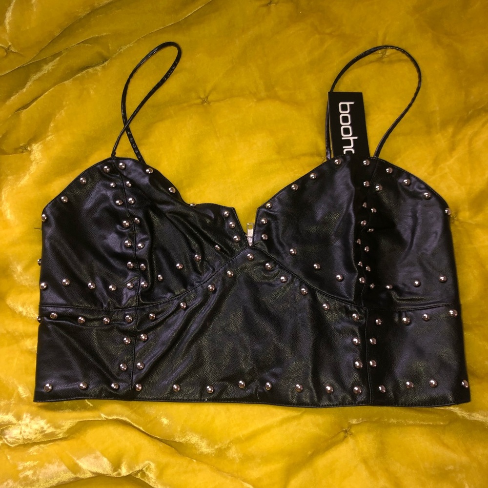 Black silver details bustier